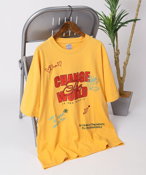make a ray!（メイク ア レイ！）の「【84】ハートワンポイントロゴ メッセージ刺繍 半袖Tシャツ/メンズ/レディース（Tシャツ/カットソー・メンズ・ホワイト/ライトグリーン/ホワイト系その他/イエロー/ネイビー/ブラック・M/L）」の6枚目の写真