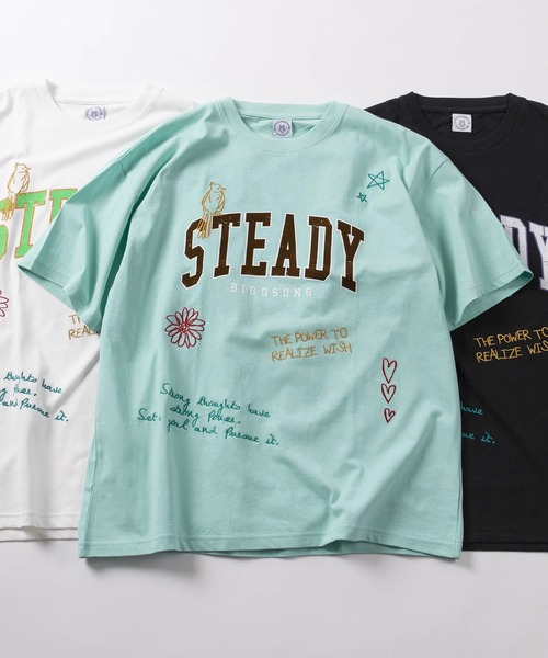 make a ray!（メイク ア レイ！）の「【84】ハートワンポイントロゴ メッセージ刺繍 半袖Tシャツ/メンズ/レディース（Tシャツ/カットソー・メンズ・ホワイト/ライトグリーン/ホワイト系その他/イエロー/ネイビー/ブラック・M/L）」の4枚目の写真