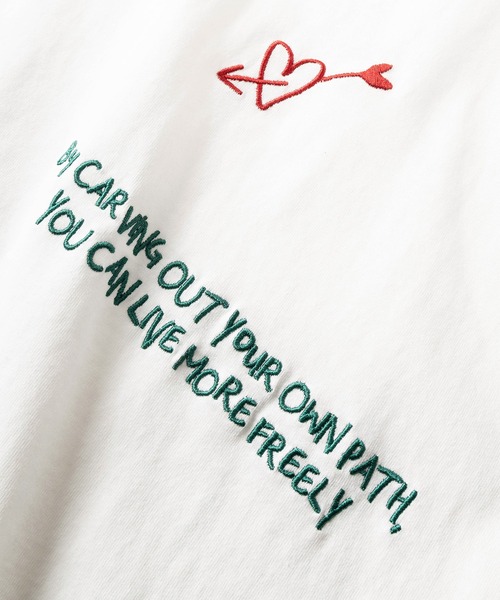 make a ray!（メイク ア レイ！）の「【84】ハートワンポイントロゴ メッセージ刺繍 半袖Tシャツ/メンズ/レディース（Tシャツ/カットソー・メンズ・ホワイト/ライトグリーン/ホワイト系その他/イエロー/ネイビー/ブラック・M/L）」の17枚目の写真