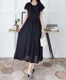 CLEAR BASIC | 【低身長サイズ有】フリルスリーブウエスト切替ワンピース[着回し抜群 大人 カジュアル]≪CLEAR BASIC≫(ワンピース)