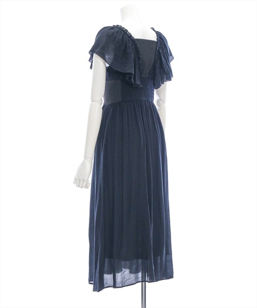 CLEAR BASIC（クリアベーシック）の「【低身長サイズ有】フリルスリーブウエスト切替ワンピース[着回し抜群 大人 カジュアル]≪SS新作≫（ワンピース・レディース・ブラック/オフホワイト・F/XS）」の16枚目の写真