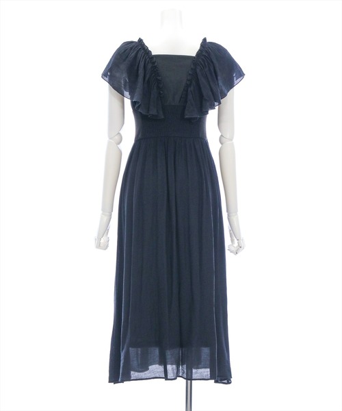 CLEAR BASIC（クリアベーシック）の「【低身長サイズ有】フリルスリーブウエスト切替ワンピース[着回し抜群 大人 カジュアル]≪SS新作≫（ワンピース・レディース・ブラック/オフホワイト・F/XS）」の5枚目の写真