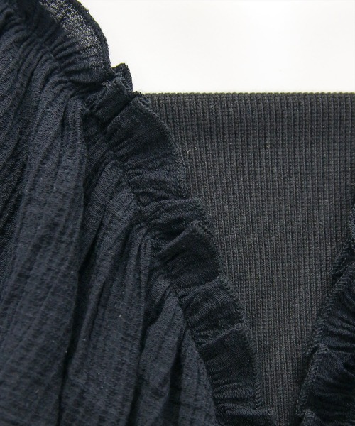 CLEAR BASIC（クリアベーシック）の「【低身長サイズ有】フリルスリーブウエスト切替ワンピース[着回し抜群 大人 カジュアル]≪SS新作≫（ワンピース・レディース・ブラック/オフホワイト・F/XS）」の9枚目の写真