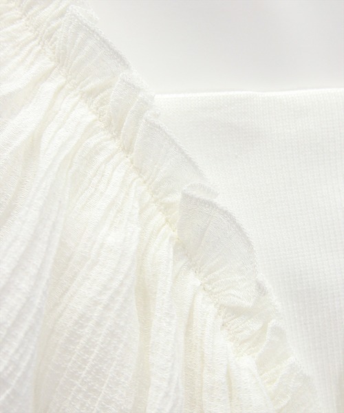 CLEAR BASIC（クリアベーシック）の「【低身長サイズ有】フリルスリーブウエスト切替ワンピース[着回し抜群 大人 カジュアル]≪SS新作≫（ワンピース・レディース・ブラック/オフホワイト・F/XS）」の10枚目の写真