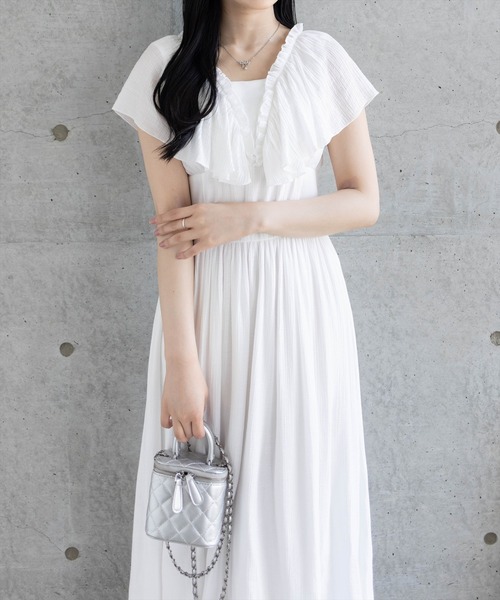 CLEAR BASIC（クリアベーシック）の「【低身長サイズ有】フリルスリーブウエスト切替ワンピース[着回し抜群 大人 カジュアル]≪SS新作≫（ワンピース・レディース・ブラック/オフホワイト・F/XS）」の11枚目の写真