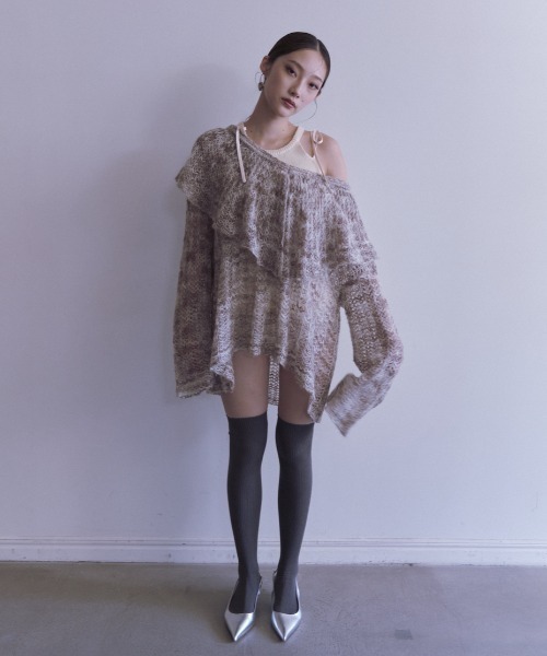 セール】frill collar crochet knit（ニット/セーター）｜HONEY MI