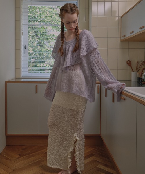 セール】frill collar crochet knit（ニット/セーター）｜HONEY MI