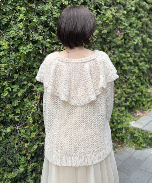 セール】frill collar crochet knit（ニット/セーター）｜HONEY MI