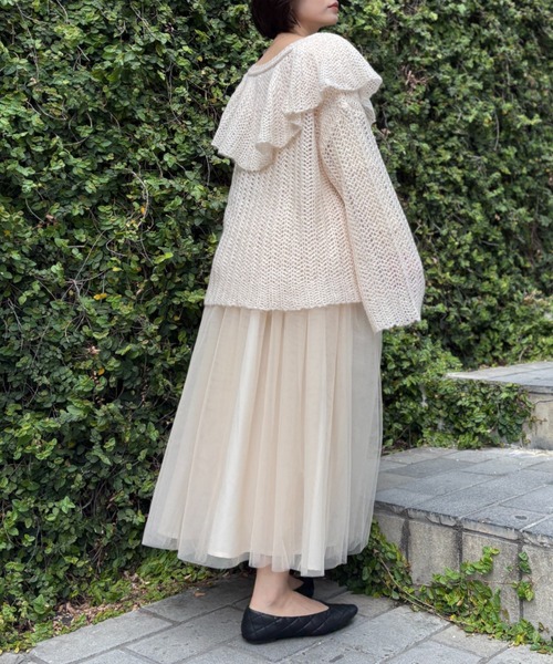 セール】frill collar crochet knit（ニット/セーター）｜HONEY MI