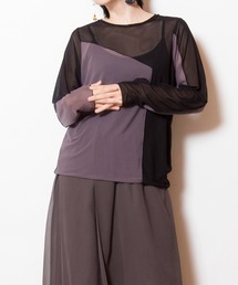 OSMOSIS ブラック スリット ビッグカットソー ゆったり OSMOSIS｜オズモーシスのTシャツ/カットソー（ブラック/黒色系