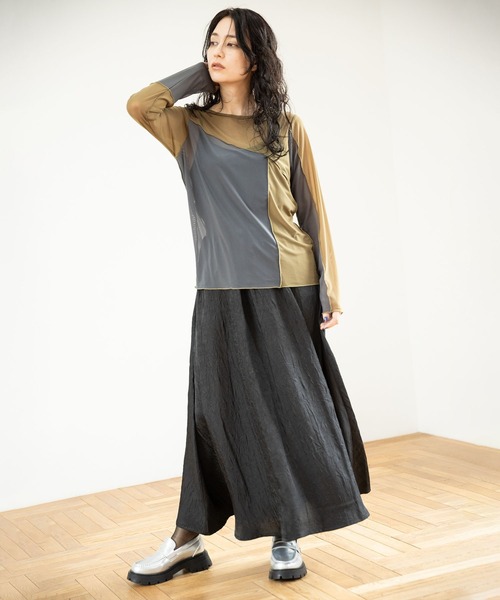 OSMOSIS（オズモーシス）の「メロー切替長袖Tシャツ（Tシャツ/カットソー・レディース・ブラック系その他/マルチ/グレー系その他/グリーン系その他・ONE SIZE）」の11枚目の写真