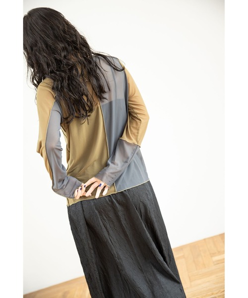 OSMOSIS（オズモーシス）の「メロー切替長袖Tシャツ（Tシャツ/カットソー・レディース・ブラック系その他/マルチ/グレー系その他/グリーン系その他・ONE SIZE）」の14枚目の写真