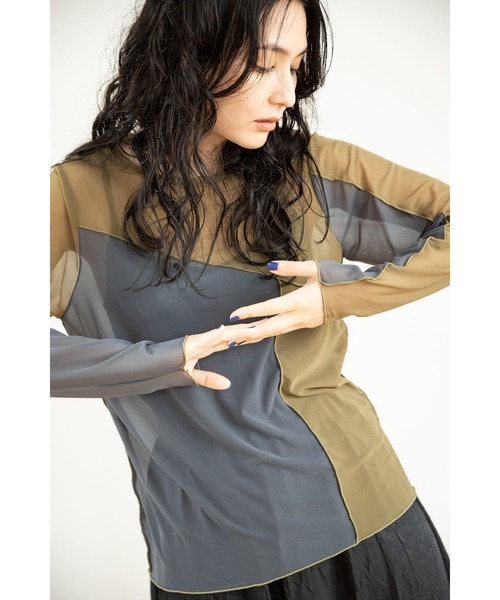 OSMOSIS（オズモーシス）の「メロー切替長袖Tシャツ（Tシャツ/カットソー・レディース・ブラック系その他/マルチ/グレー系その他/グリーン系その他・ONE SIZE）」の15枚目の写真