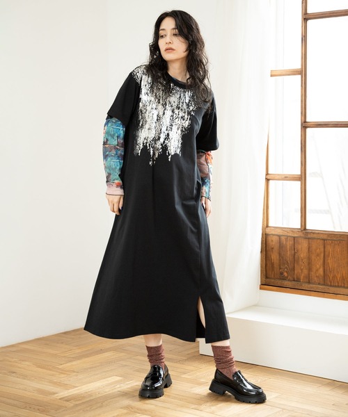 OSMOSIS（オズモーシス）の「メロー切替長袖Tシャツ（Tシャツ/カットソー・レディース・ブラック系その他/マルチ/グレー系その他/グリーン系その他・ONE SIZE）」の17枚目の写真