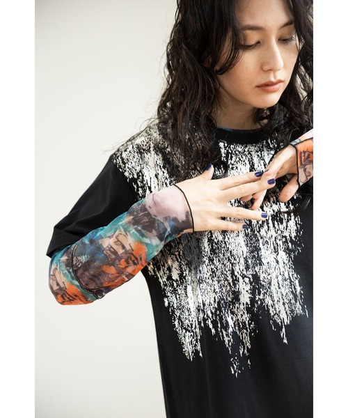 OSMOSIS（オズモーシス）の「メロー切替長袖Tシャツ（Tシャツ/カットソー・レディース・ブラック系その他/マルチ/グレー系その他/グリーン系その他・ONE SIZE）」の19枚目の写真