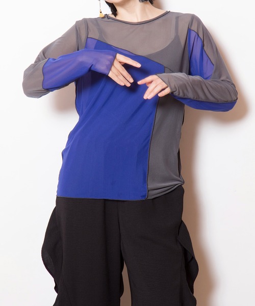 OSMOSIS（オズモーシス）の「メロー切替長袖Tシャツ（Tシャツ/カットソー・レディース・ブラック系その他/マルチ/グレー系その他/グリーン系その他・ONE SIZE）」の20枚目の写真