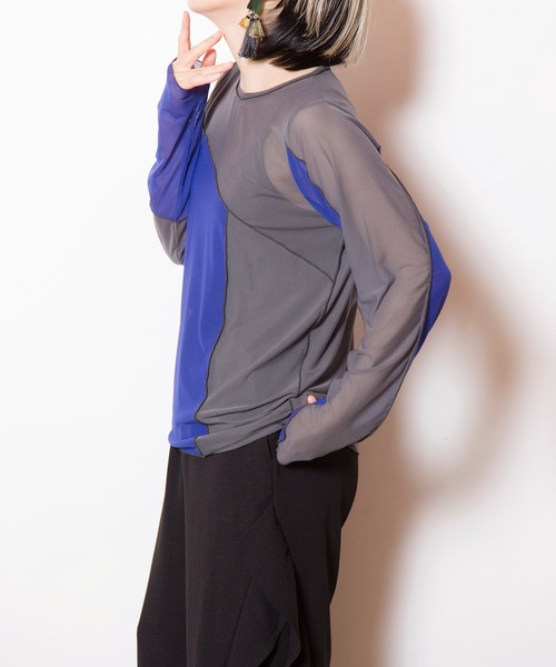 OSMOSIS（オズモーシス）の「メロー切替長袖Tシャツ（Tシャツ/カットソー・レディース・ブラック系その他/マルチ/グレー系その他/グリーン系その他・ONE SIZE）」の21枚目の写真