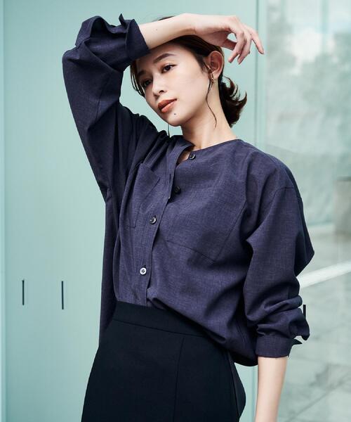 UNTITLED（アンタイトル）の「【秋も着られる/セットアップ可】リラククールシャツ（シャツ/ブラウス・レディース・ブラック/ブラウン系/チャコールグレー・50/48/44/04/02/00）」の5枚目の写真