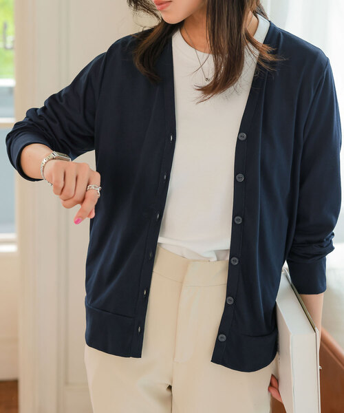 KOBE LETTUCE（コウベレタス）の「[ M/L UVカット ] スタンダードカーディガン（カーディガン/ボレロ・レディース・杢グレー/キャメル/ネイビー/ブラック/オフホワイト・L/M）」の5枚目の写真