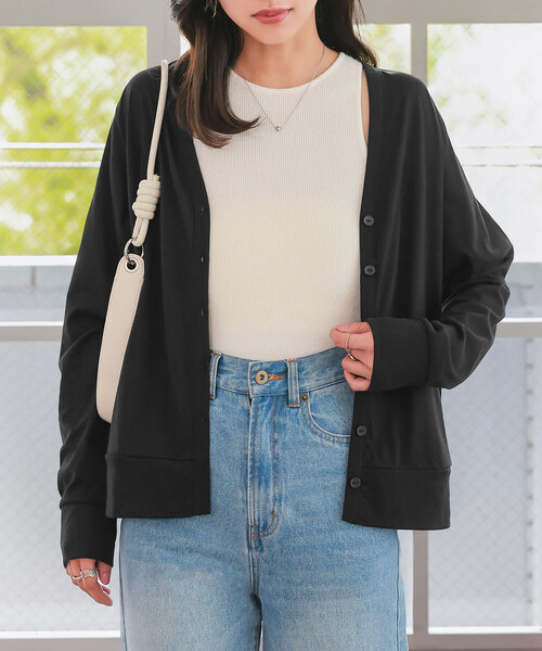 KOBE LETTUCE（コウベレタス）の「[ M/L UVカット ] スタンダードカーディガン（カーディガン/ボレロ・レディース・杢グレー/キャメル/ネイビー/ブラック/オフホワイト・L/M）」の3枚目の写真