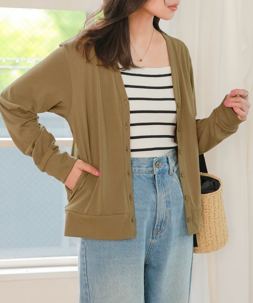 KOBE LETTUCE（コウベレタス）の「[ M/L UVカット ] スタンダードカーディガン（カーディガン/ボレロ・レディース・杢グレー/キャメル/ネイビー/ブラック/オフホワイト・L/M）」の7枚目の写真