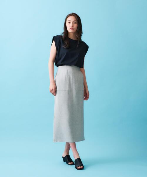 OPAQUE.CLIP（オペークドットクリップ）の「ボクシーノースリーブカットソー【洗濯機洗い可】（Tシャツ/カットソー・レディース・ブラック/カーキ/ホワイト・38/40）」の7枚目の写真