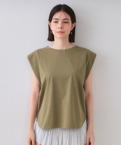 OPAQUE.CLIP（オペークドットクリップ）の「ボクシーノースリーブカットソー【洗濯機洗い可】（Tシャツ/カットソー・レディース・ブラック/カーキ/ホワイト・38/40）」の19枚目の写真