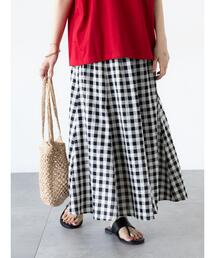 Lugnoncure | 麻風ブロックチェックスカート(スカート)