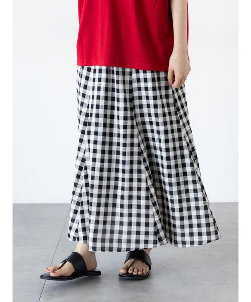 Lugnoncure（ルノンキュール）の「麻風ブロックチェックスカート（スカート・レディース・ベージュ/ブラック/ネイビー・F）」の7枚目の写真
