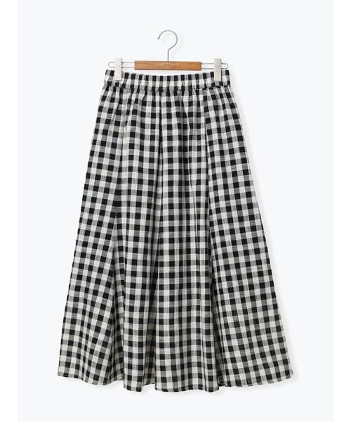 Lugnoncure（ルノンキュール）の「麻風ブロックチェックスカート（スカート・レディース・ベージュ/ブラック/ネイビー・F）」の14枚目の写真