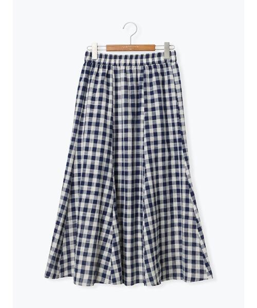 Lugnoncure（ルノンキュール）の「麻風ブロックチェックスカート（スカート・レディース・ベージュ/ブラック/ネイビー・F）」の16枚目の写真