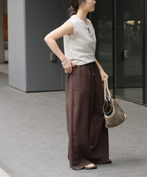 JOURNAL STANDARD relume(ジャーナルスタンダード レリューム)の「《追加》N/Rダブルストライプパンツ(その他パンツ・レディース・ブラウン/ネイビー・38/36)」の4枚目の写真