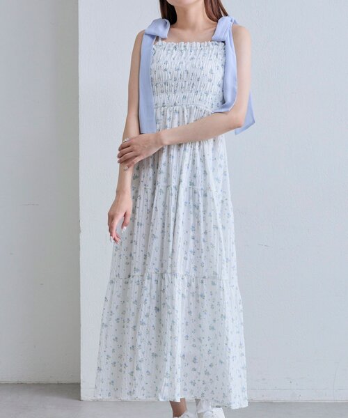 OLIVE des OLIVE シャーリングワンピース オフホワイト OLIVE des OLIVE(オリーブデオリーブ)の「ティアード