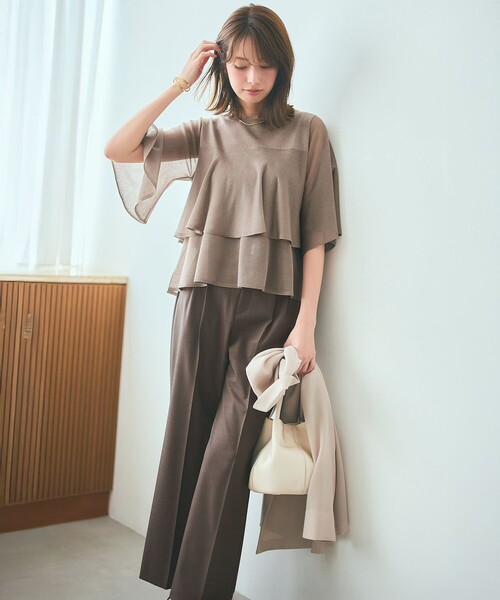 ANY SIS（エニィスィス）の「ウーステッドエステル ワイドパンツ（その他パンツ・レディース・グレー系/イエロー系/ネイビー系・LARGE/MEDIUM/SMALL）」の7枚目の写真