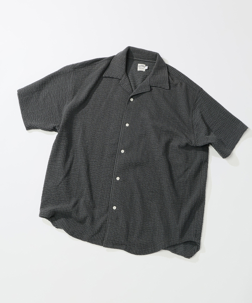 RIDING HIGH（ライディングハイ）の「RIDING HIGH / ライディングハイ シアサッカー ジャージー 半袖シャツ（シャツ/ブラウス・メンズ・アイボリー/ブラック系その他・MEDIUM/LARGE）」の2枚目の写真