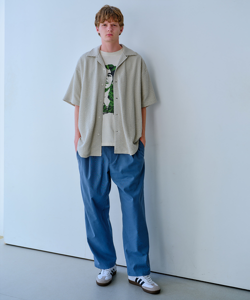 RIDING HIGH（ライディングハイ）の「RIDING HIGH / ライディングハイ シアサッカー ジャージー 半袖シャツ（シャツ/ブラウス・メンズ・アイボリー/ブラック系その他・MEDIUM/LARGE）」の5枚目の写真