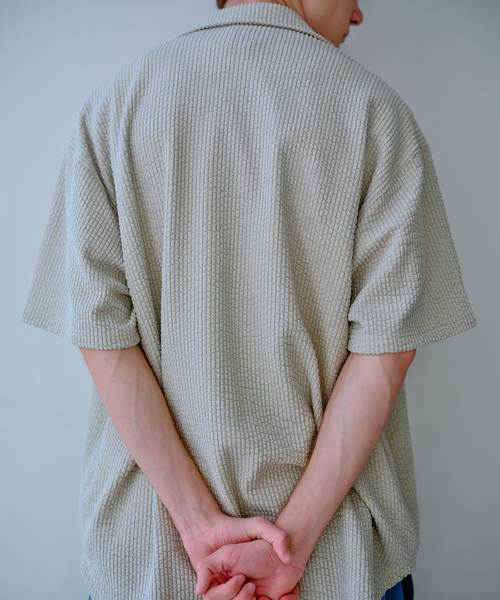 RIDING HIGH（ライディングハイ）の「RIDING HIGH / ライディングハイ シアサッカー ジャージー 半袖シャツ（シャツ/ブラウス・メンズ・アイボリー/ブラック系その他・MEDIUM/LARGE）」の7枚目の写真