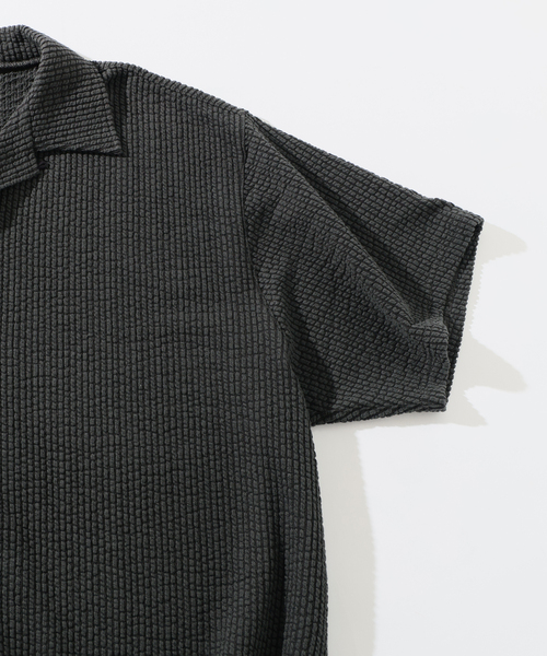 RIDING HIGH（ライディングハイ）の「RIDING HIGH / ライディングハイ シアサッカー ジャージー 半袖シャツ（シャツ/ブラウス・メンズ・アイボリー/ブラック系その他・MEDIUM/LARGE）」の9枚目の写真