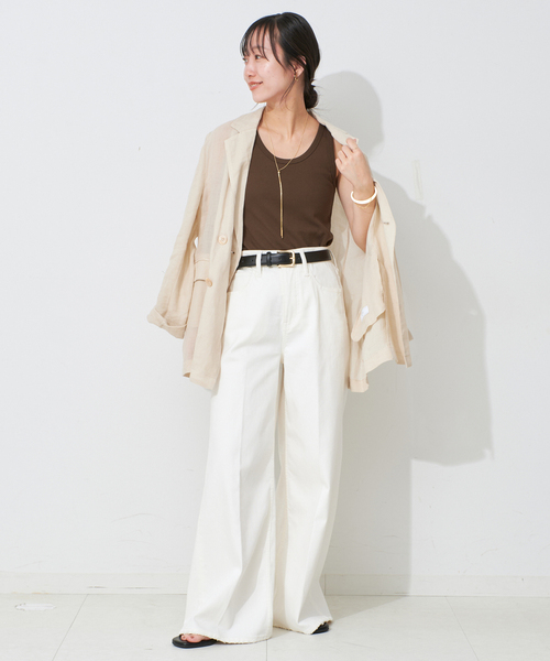 SLOBE IENA（スローブイエナ）の「《追加2》basic タンクトップ（タンクトップ・レディース・ベージュ/ブラウン/ホワイト・FREE）」の22枚目の写真