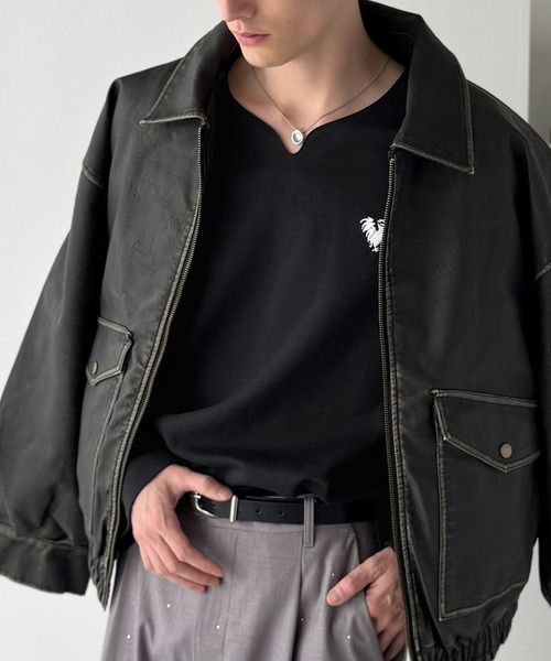 Classical Origin(クラシカルオリジン)の「「韓国トレンド。」ポンチ素材Vネック胸刺繍Tシャツ/Soft Ponte V-Neck T-Shirt(Tシャツ/カットソー・メンズ・ブラック/ホワイト・SMALL/MEDIUM/LARGE)」の13枚目の写真