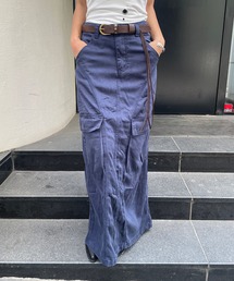 ベルト付きカーゴロングスカート