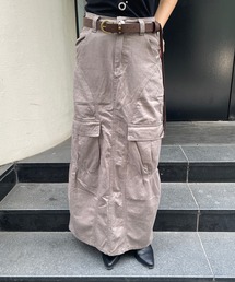 ベルト付きカーゴロングスカート