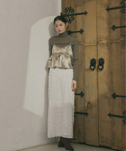 Olu.（オルドット）の「フラワーIラインスカート（スカート・レディース・ブラック/ベージュ/ホワイト・0/1）」の13枚目の写真