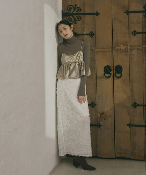 Olu.（オルドット）の「フラワーIラインスカート（スカート・レディース・ブラック/ベージュ/ホワイト・0/1）」の14枚目の写真