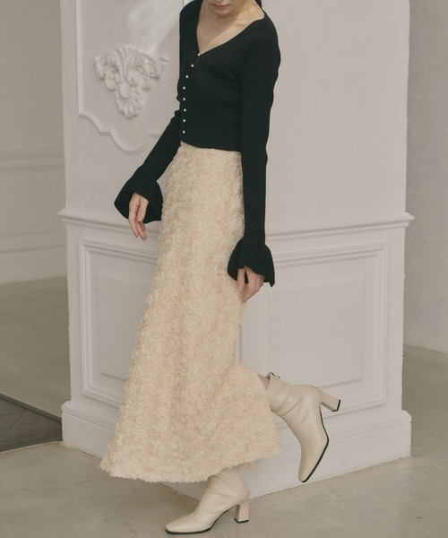 Olu.（オルドット）の「フラワーIラインスカート（スカート・レディース・ブラック/ベージュ/ホワイト・0/1）」の9枚目の写真