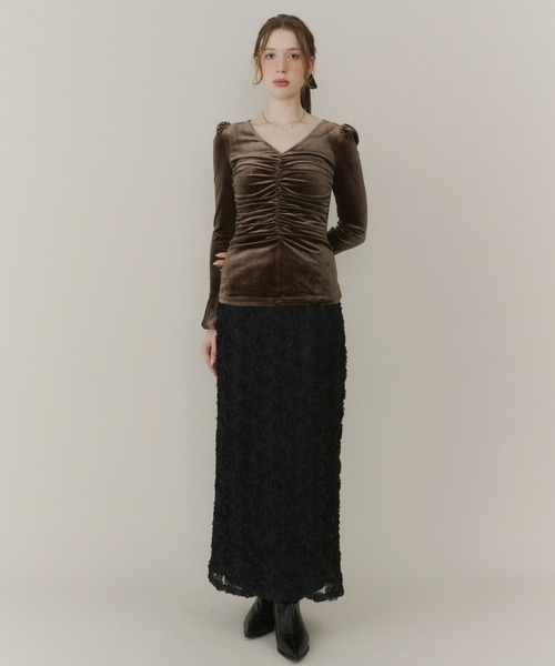 Olu.（オルドット）の「フラワーIラインスカート（スカート・レディース・ブラック/ベージュ/ホワイト・0/1）」の4枚目の写真