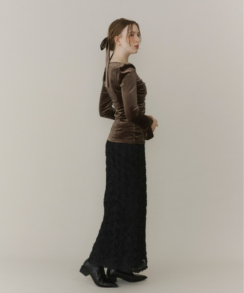 Olu.（オルドット）の「フラワーIラインスカート（スカート・レディース・ブラック/ベージュ/ホワイト・0/1）」の6枚目の写真