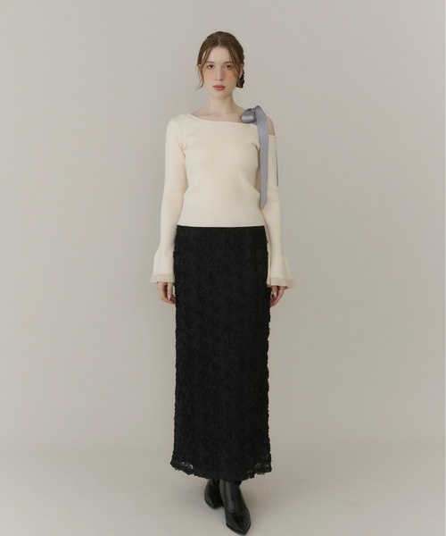 Olu.（オルドット）の「フラワーIラインスカート（スカート・レディース・ブラック/ベージュ/ホワイト・0/1）」の8枚目の写真