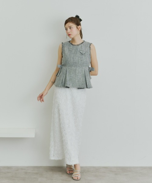 Olu.（オルドット）の「フラワーIラインスカート（スカート・レディース・ブラック/ベージュ/ホワイト・0/1）」の9枚目の写真