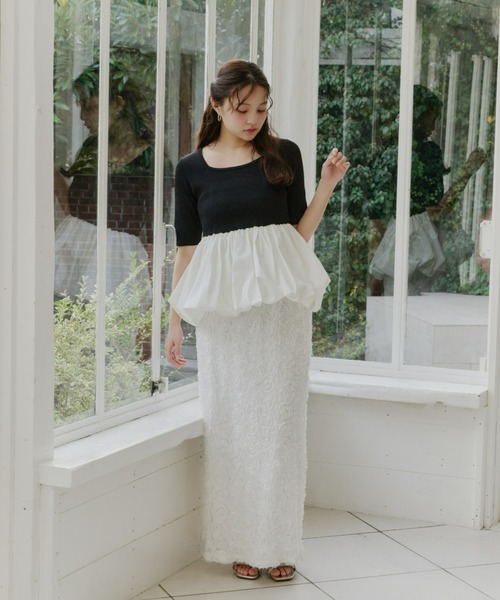 Olu.（オルドット）の「フラワーIラインスカート（スカート・レディース・ブラック/ベージュ/ホワイト・0/1）」の8枚目の写真